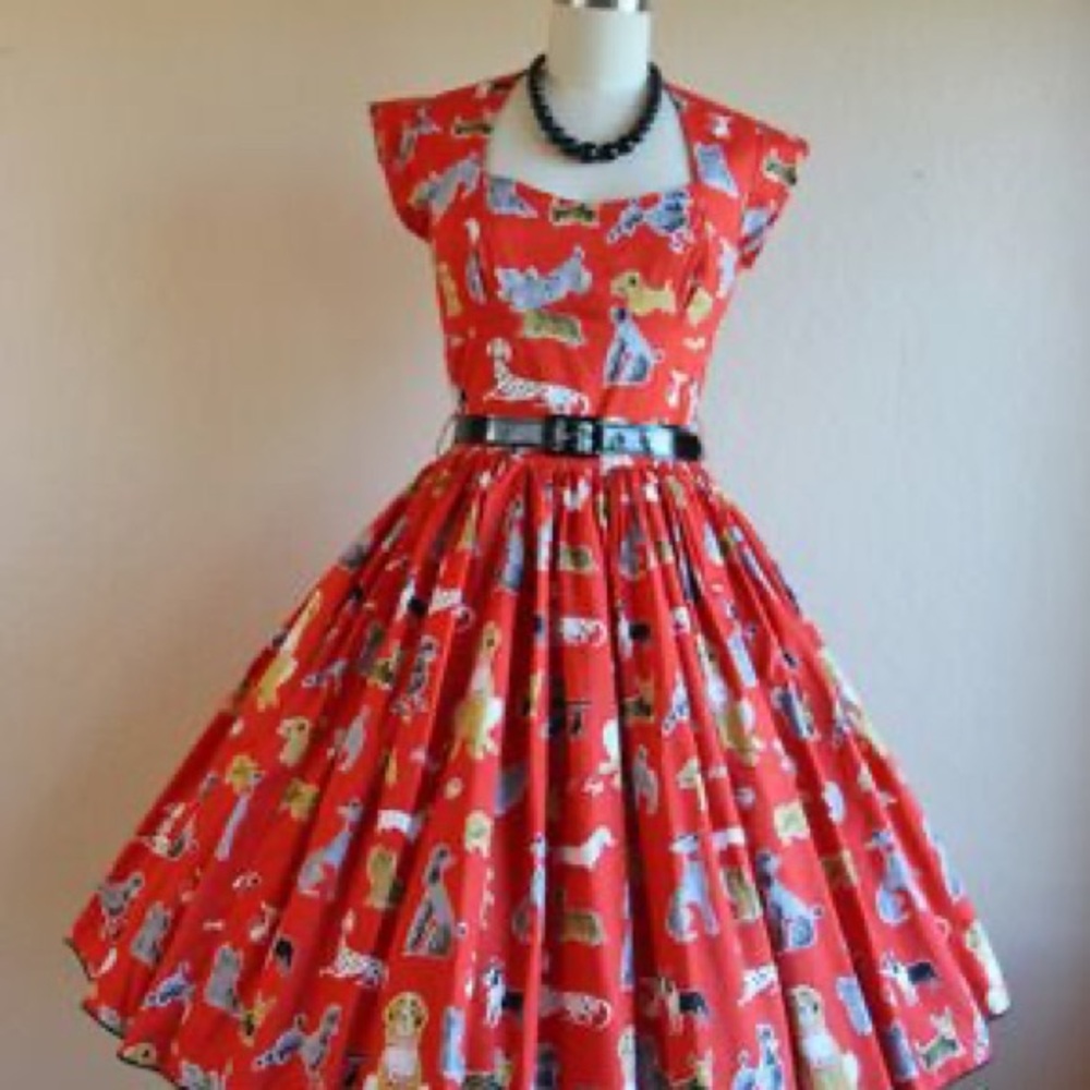 Red Dog Print Dress